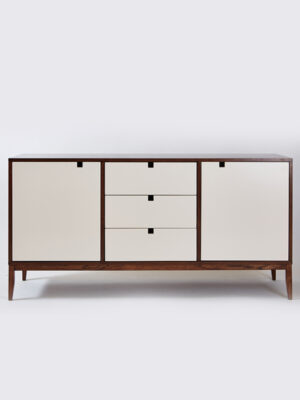 VAJILLERO 2PC 3CC - BASE MADERA CEDRILLO OSCURO Y BLANCO